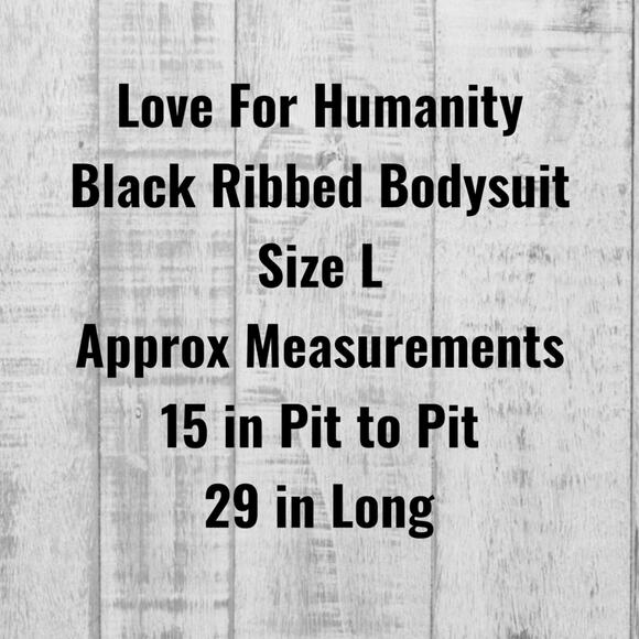 Love for Humanity Bodysuit One Piece Size L Black Ribbed Tank Top Snap Button - Picture 4 of 8